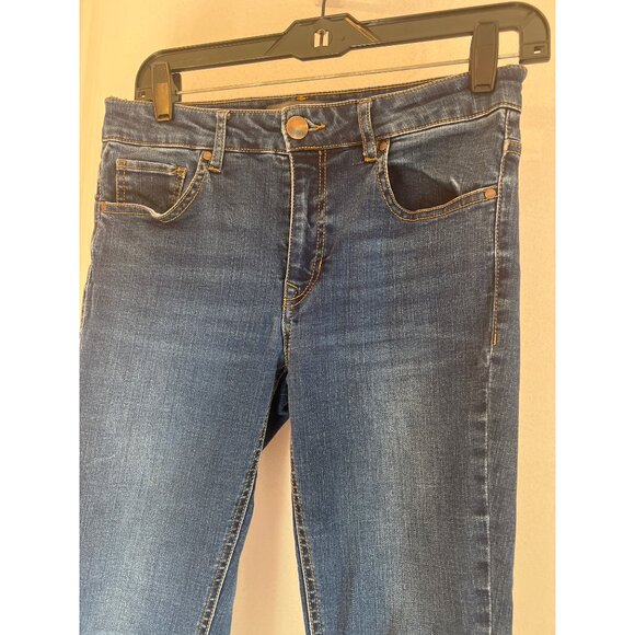 Harper Womens Medium Wash Distressed Hem Skinny Jeans With Button Closure & Pock - Picture 2 of 7